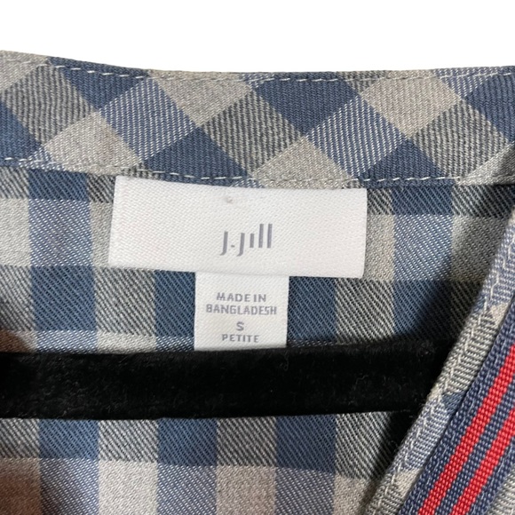 JJill Plaid Oversized Blouse Top Blue Gray Flowing Size Petite Small Long Sleeve - Picture 16 of 16
